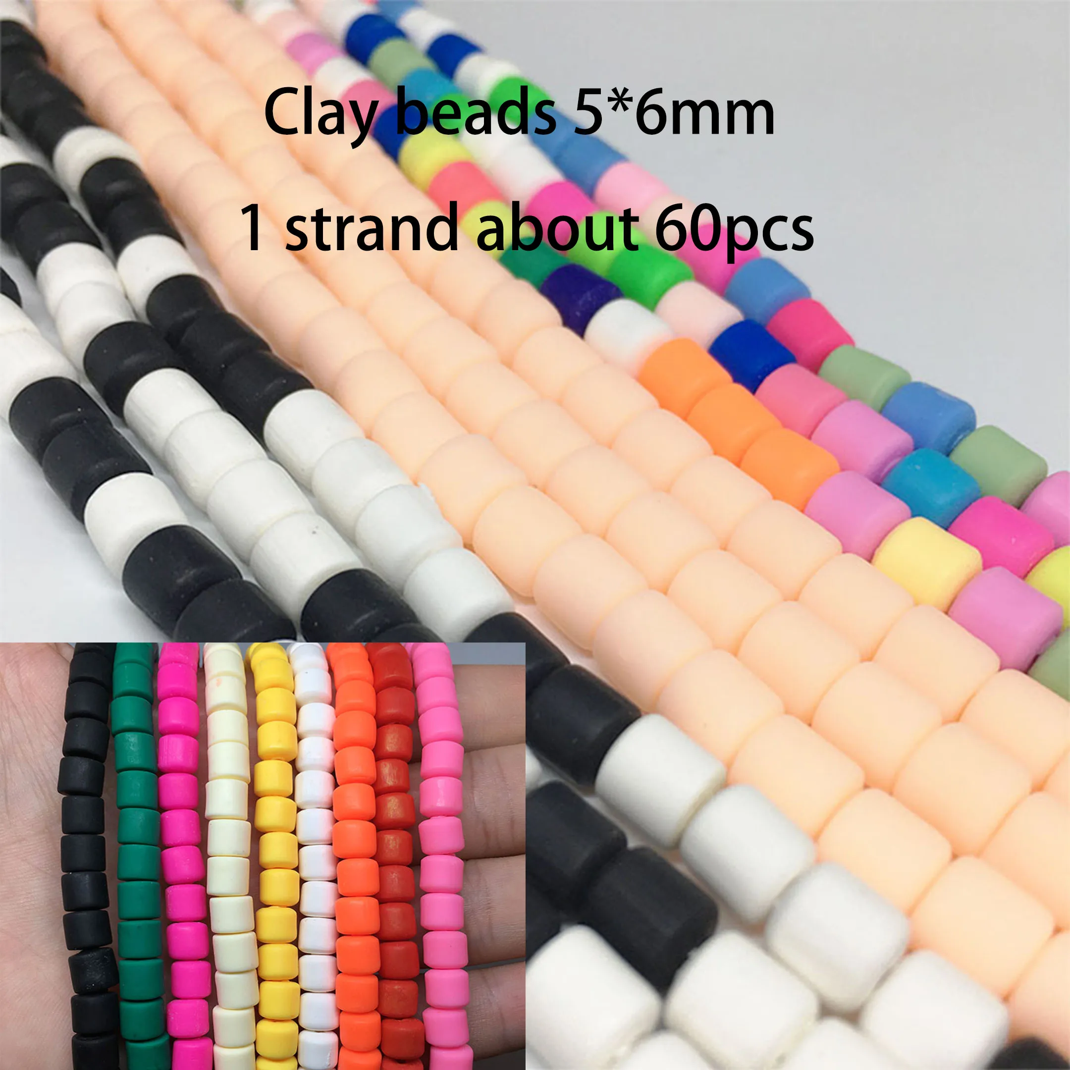 

1 strand (about 60pcs) 6mm Barrel Polymer Clay Beads Tube Spacer Beads For Jewelry Making DIY Handmade Bracelet Accessory