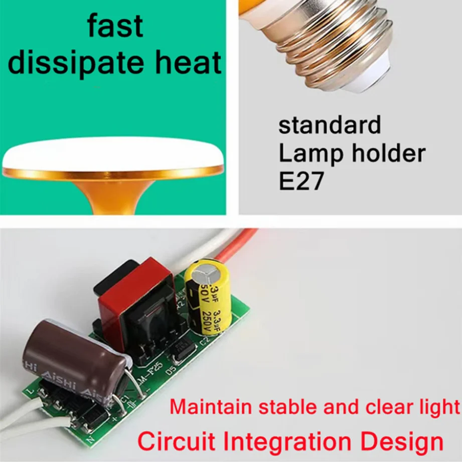 E27 LED Bulb 220V UFO Lamp Cold White 12W 15W 40W 50W 60W for Home Lighting