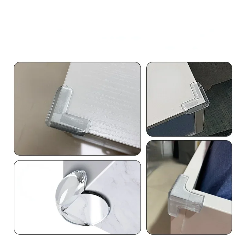 4pcs/lot Rubber Ball Transparent L Shape Baby Safety Silicone Corner Protector Kids Soft Clear Table Desk Edge Corner Guards