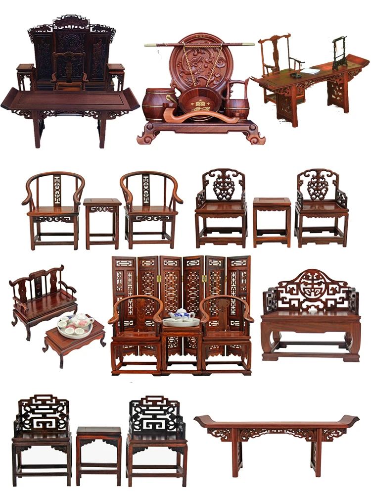 ClassicalDollHouseMiniatureWoodTableChairScreenFurnitureModel