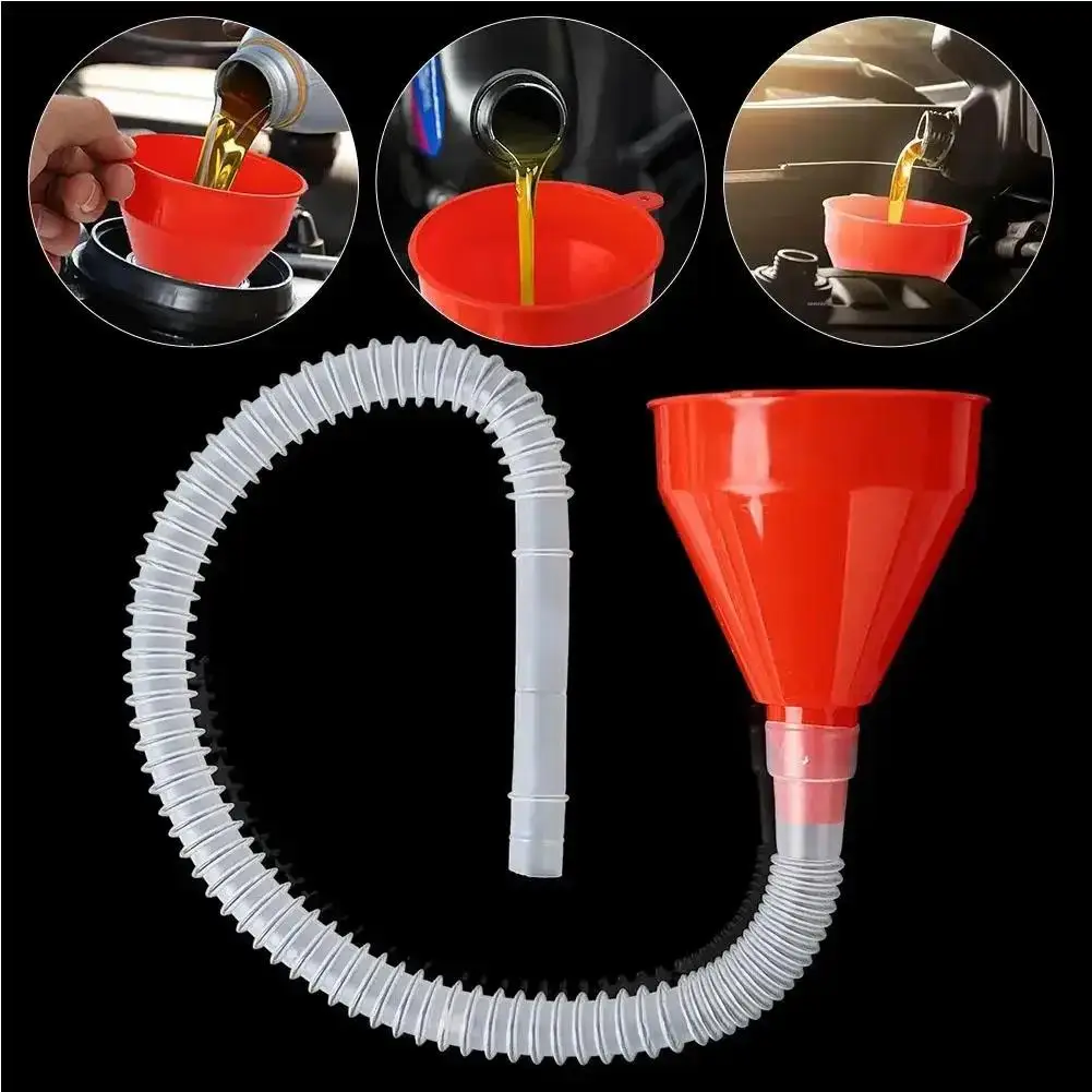 Universal Car Refueling Funnel Detachable Telescopic Engine Gasoline Motorcycle Auto Oil Long Pipe Filling N9D5