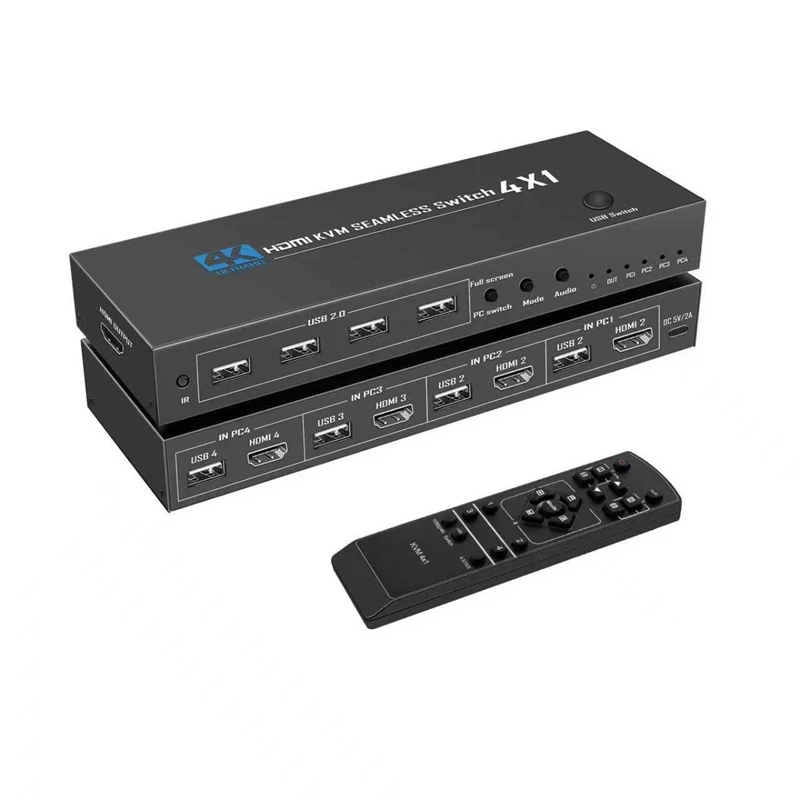 4K 4x1 KVM 심리스 스위치 HDMI 멀티뷰어 1+3 2 3 4 화면을 하나의 모니터에 표시, 4대의 노트북 PC 마우스 키보드 모니터 공유