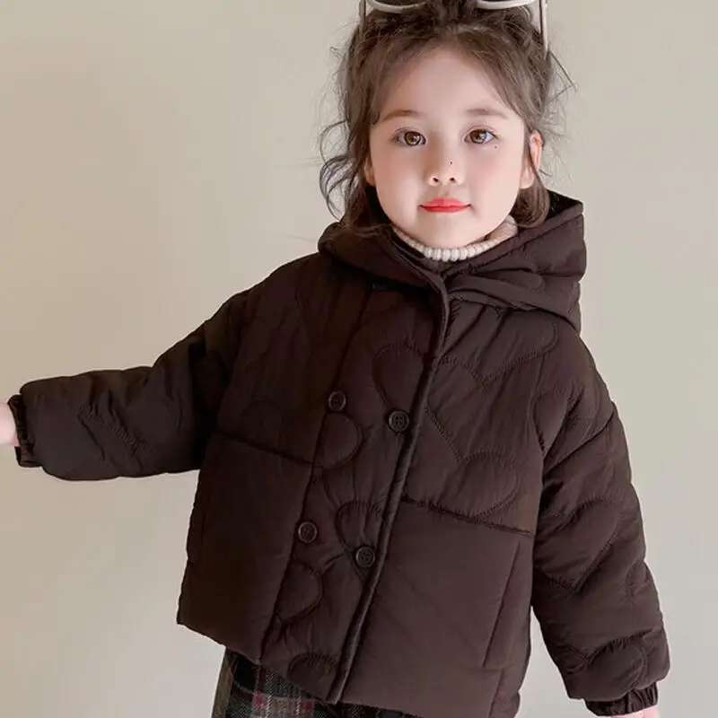 코트 후드티 코튼 자켓 여아용 한국 버전 아동용 후드 겨울 신상 베이비 카와이 캐주얼 의류 파카
