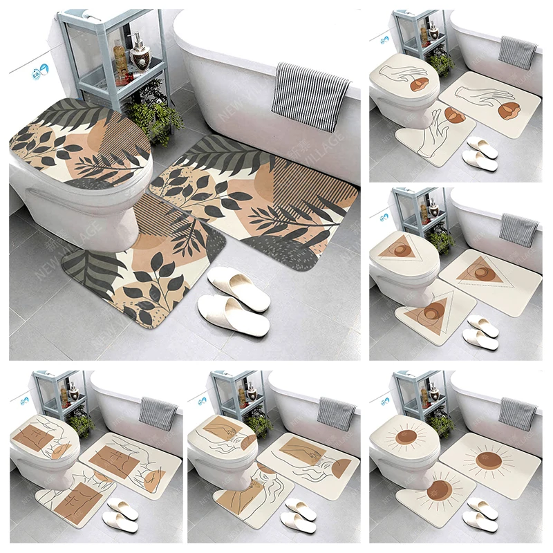

Anti-slip Bath Mat Bathroom Rug Shower Mat Decorative Absorbent Foot Mat Entrance Bathtub toilet rug boho Nordic plant leaf