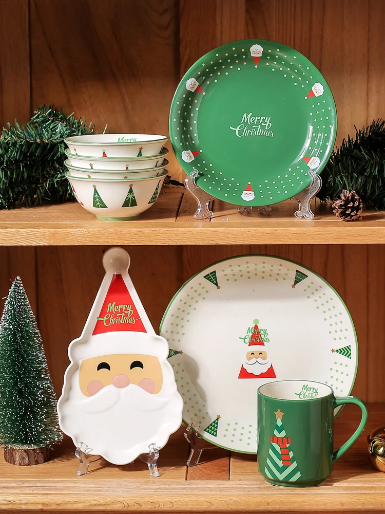 

Original Christmas Series Ceramic Bowl Household 2022 New Cute Creative Tableware Rice Bowl Plate noodle bowl