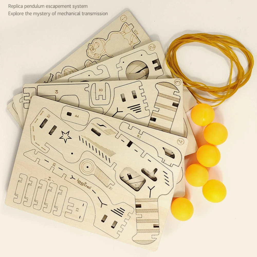 DIY Rubber Band Guns Wooden Puzzle Jigsaw Toys Kids Constructors Assemble Buiding Blocks Pistol Models for Boys Ping Pong Weapon 5