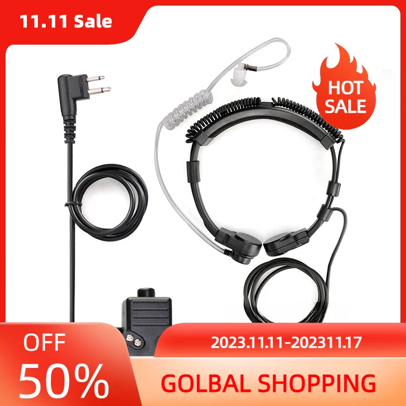 Adapts For Yaesu FT4XR FT65R Walkie Talkie 7.1J Standard Telescopic Throat Vibration Throat Headset Element U94PTT