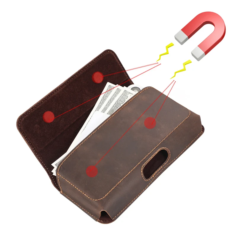Premium Genuine Leather Phone Holster with Belt Clip