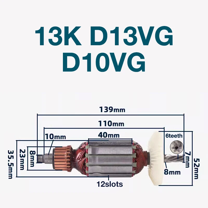Armature for Hitachi 13K D13VG D10VG Hand Drill Armature Rotor