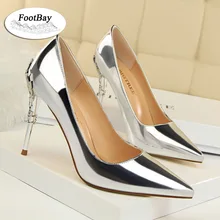 

Wedding Shoes Silver Patent Leather Women Pumps Shoes Pointed Toe Free Shipping High Heels Women Shoes 2022