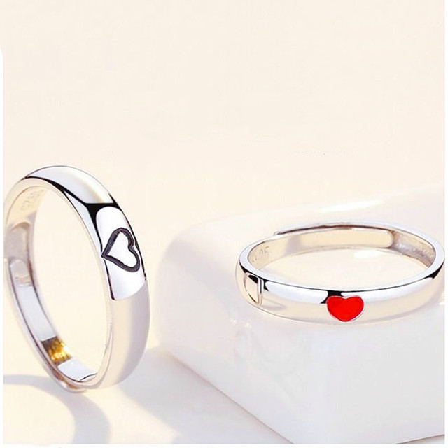 Fashion Love Heart Matching Couple Rings Set 2Pcs for Women Men Lover Wedding Zircon Rings Girlfriend Dating Gift Jewelry