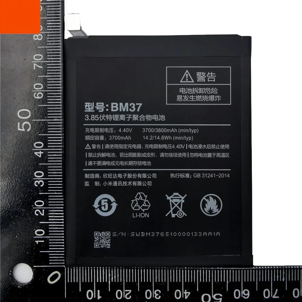 100% Orginal BM37 3800mAh Battery For Xiaomi 5S Plus Mi5S Plus High Quality Phone Replacement Batteries+Tools