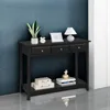 Console Table with 3 Drawers, Wood Entryway Table with Storage Shelf, Sofa Tables Narrow Long for Living Room, Entryway, 5