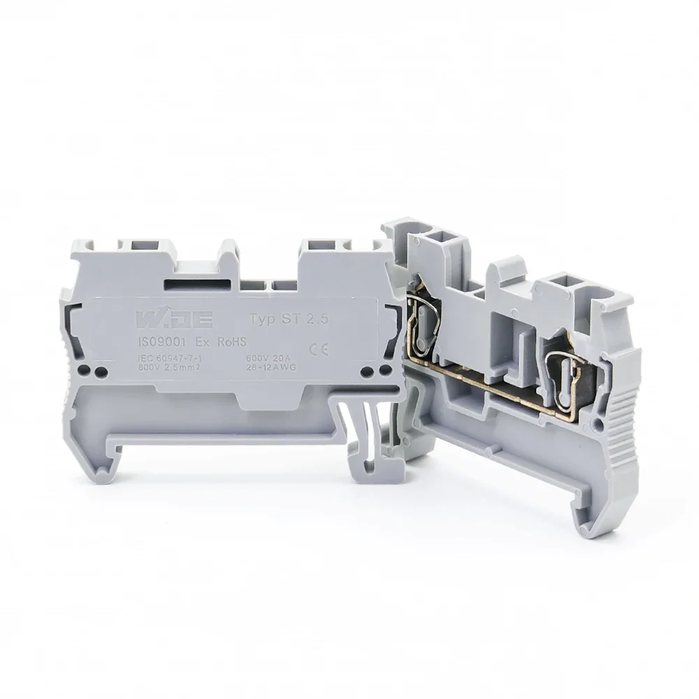 Din Rail Terminal Block 10pcs for ST-2.5 Return Pull Type Spring Connection Connector Screwless Copper Wire Conductor 6 Colors ST2.5