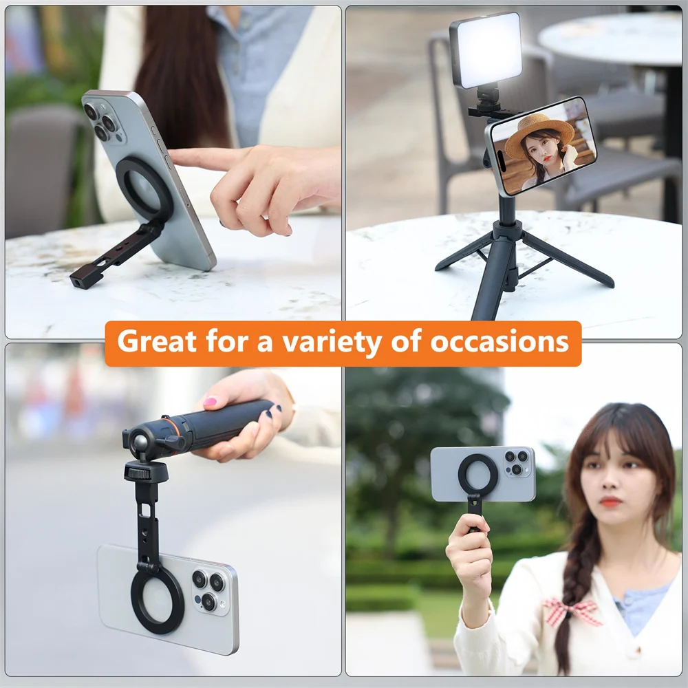 VRIG 다기능 자기 전화 홀더 w 1/4 -20 MagSafe iPhone 안드로이드 마이크 조명용 콜드 슈 데스크탑 전화 삼각대 마운트