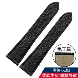 Luxurious Leather Strap for Cartier Tank Solo Series - Versatile Sizes for Men and Women (Black no buckle)
