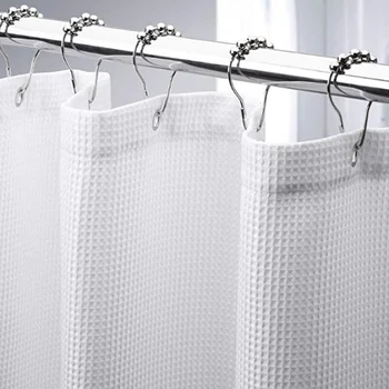 Heavy-Duty Fabric Shower Curtain – Polyester Waffle 230gsm Bathroom Curtain 1