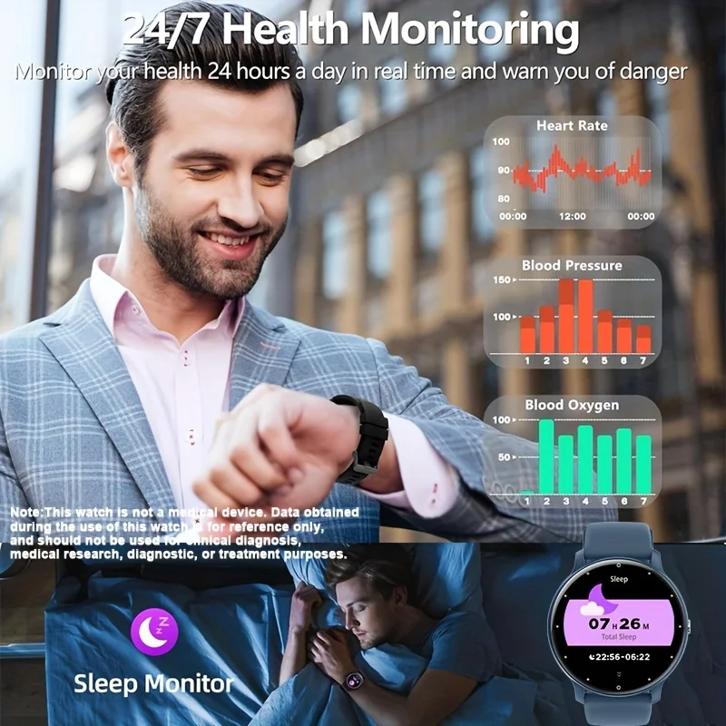 ساعة ذكية PEJE مع شاشة لمس كاملة 1.28 بوصة، أكثر م...