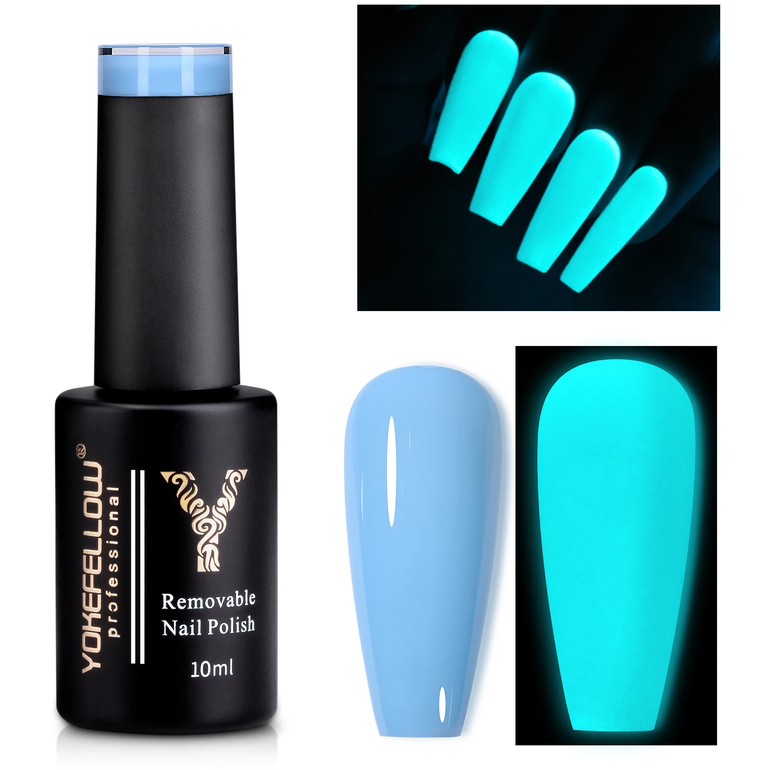Yokefellow Glow In The Dark Gel Nail Polish 10Ml Fluorescente Neon Blue Glow Uv Gel Polish Nail Art Per Halloween Women Girls