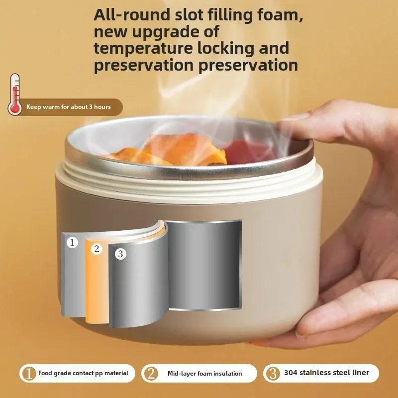 304 Stainless Steel Insulated Lunch Box Double-layer Insulated Bucket Office Worker Student with Lid Sealed Portable Lunch Box