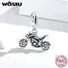 WOSTU Classical Bicycle Motorcycle Charms 925 Sterling Silver Car Train Beads Fit Original Bracelet Necklace DIY Jewelry Punk 5