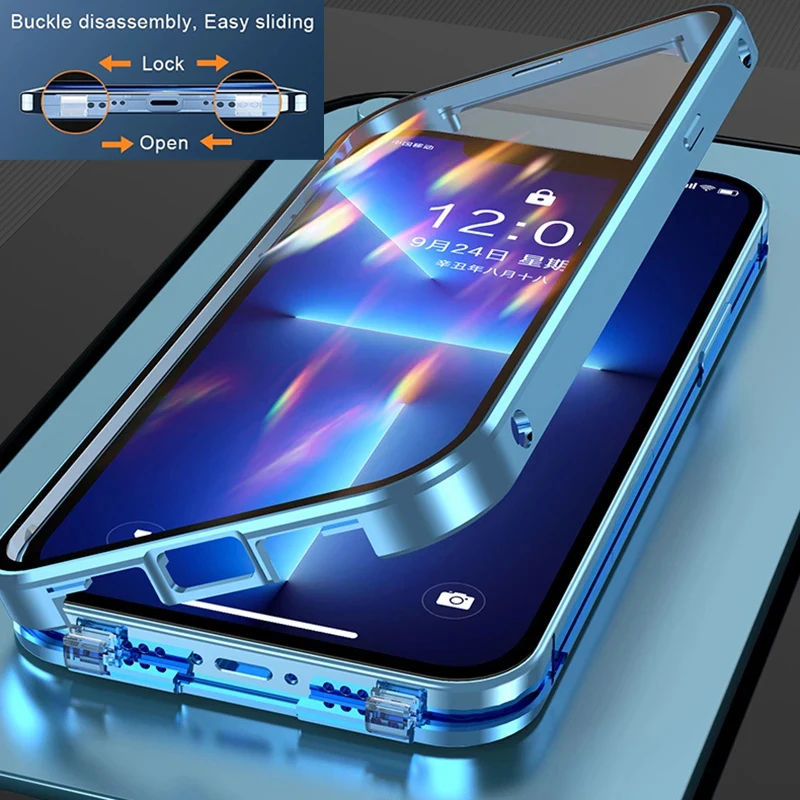 360°MetalMagneticDoubleSidedGlassCoverWithLensProtectionForiPhone161415ProMaxForiPhone131211DoubleLockCas-AliExpress