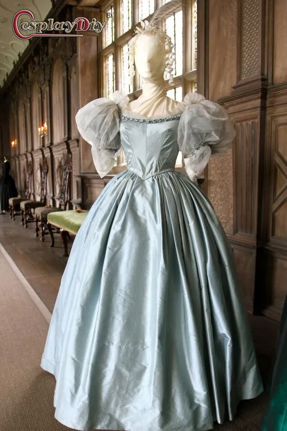 Cosplaydiy Princess Dress Blue Ball Gown Bbc Miniseries Jane Eyre Hollywood Costume Histical Dress Luxury Crystal Cosplay