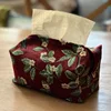 European Retro Tissue Box Storage Bag High Quality Napkin Holder Foldable Tissue Box Home Office Desktop Embroidery Storage Box 4