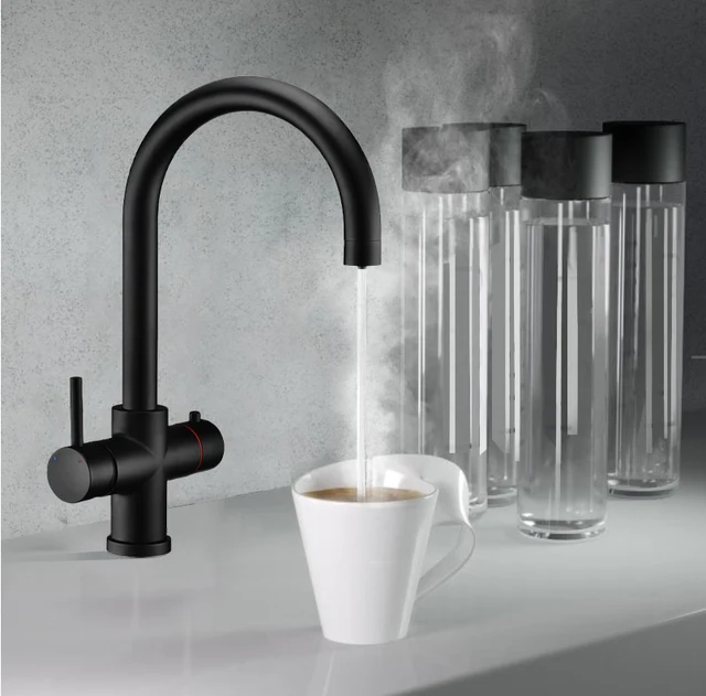 4 in 1 Matt Black kitchen Boiling Water Tap with Chilling Function -  AliExpress
