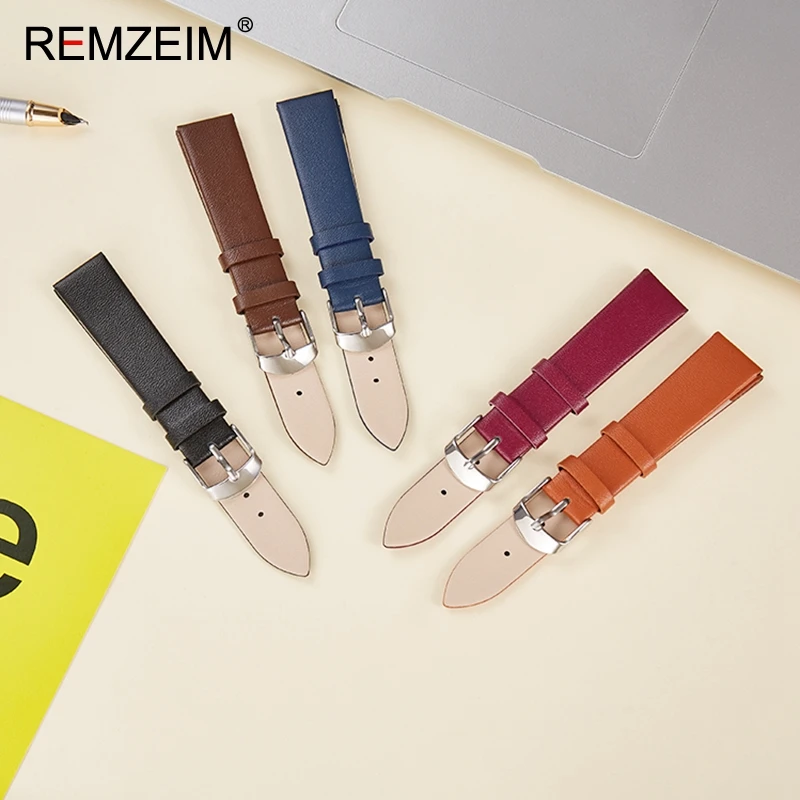 Sleek Genuine Leather Watch Strap in Multiple Colors and Sizes