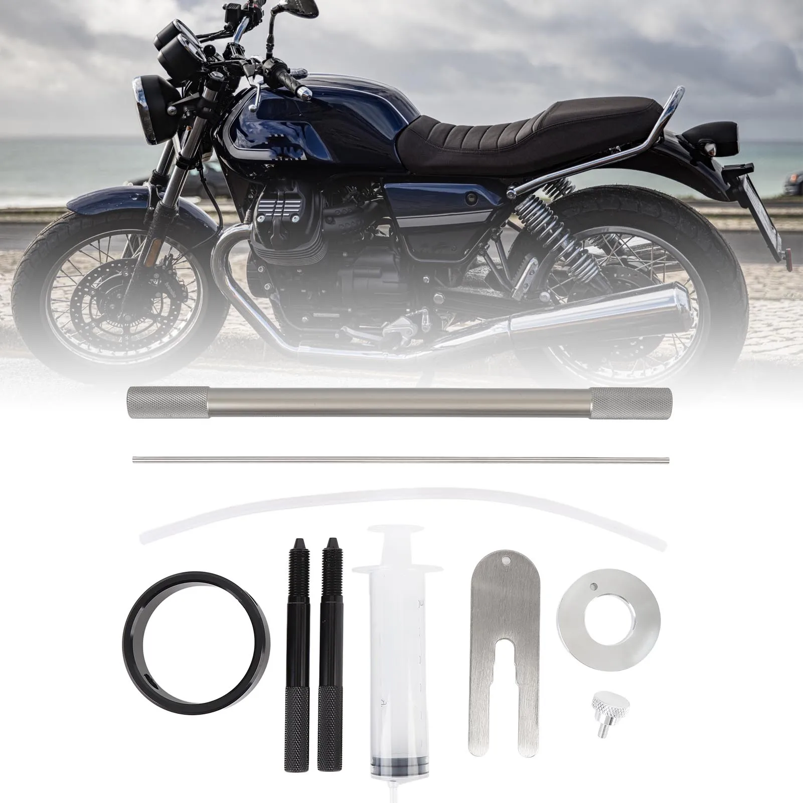 Motorcycle Fork Maintenance Tool Set Fork Service Tool Kit Metal Damper Rod Tool for Most Regular Cartridge and Inverted Forks