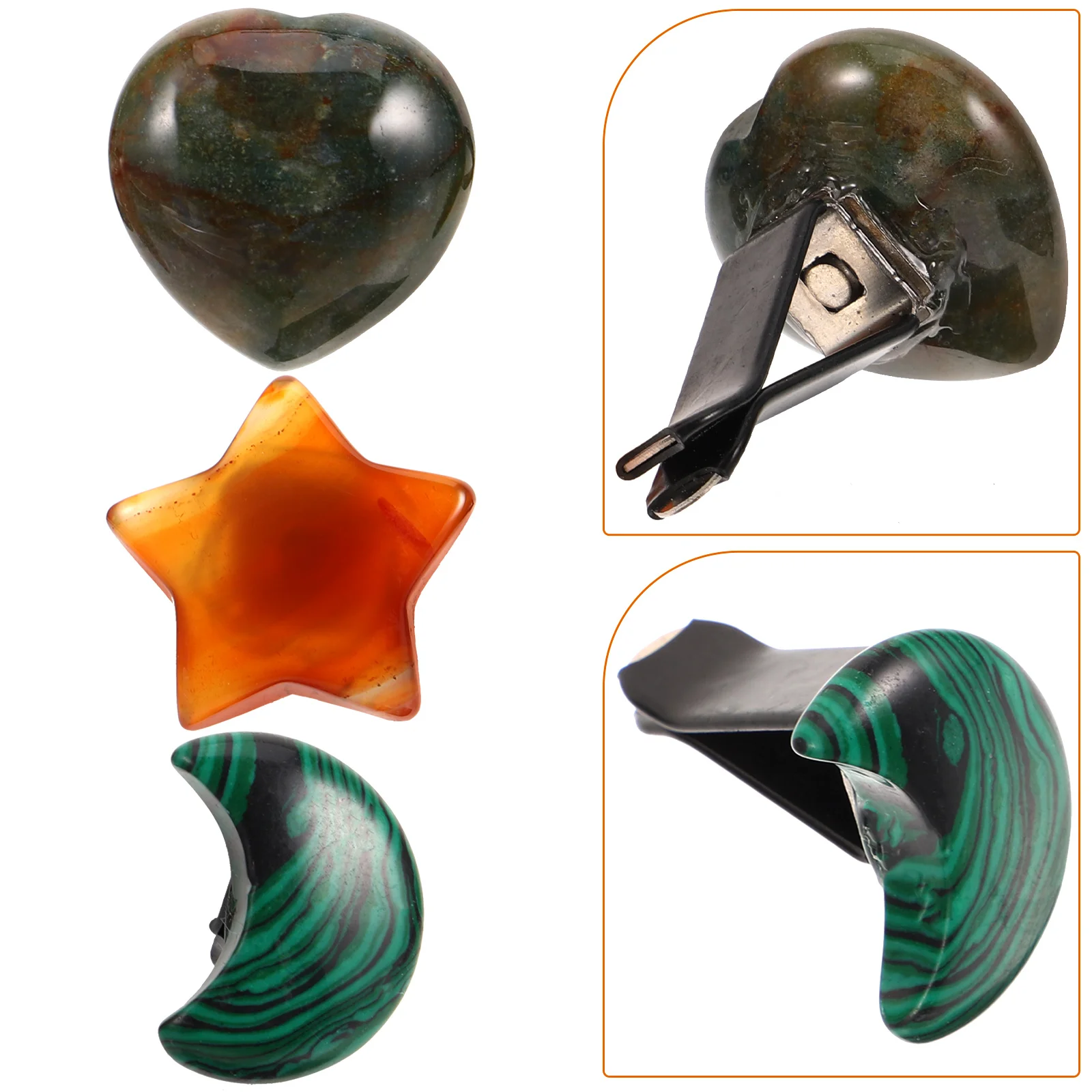 

3 Pcs Natural Crystal Car Decoration Miss Diffuser Vent Clip Waterweed Agate Decorations