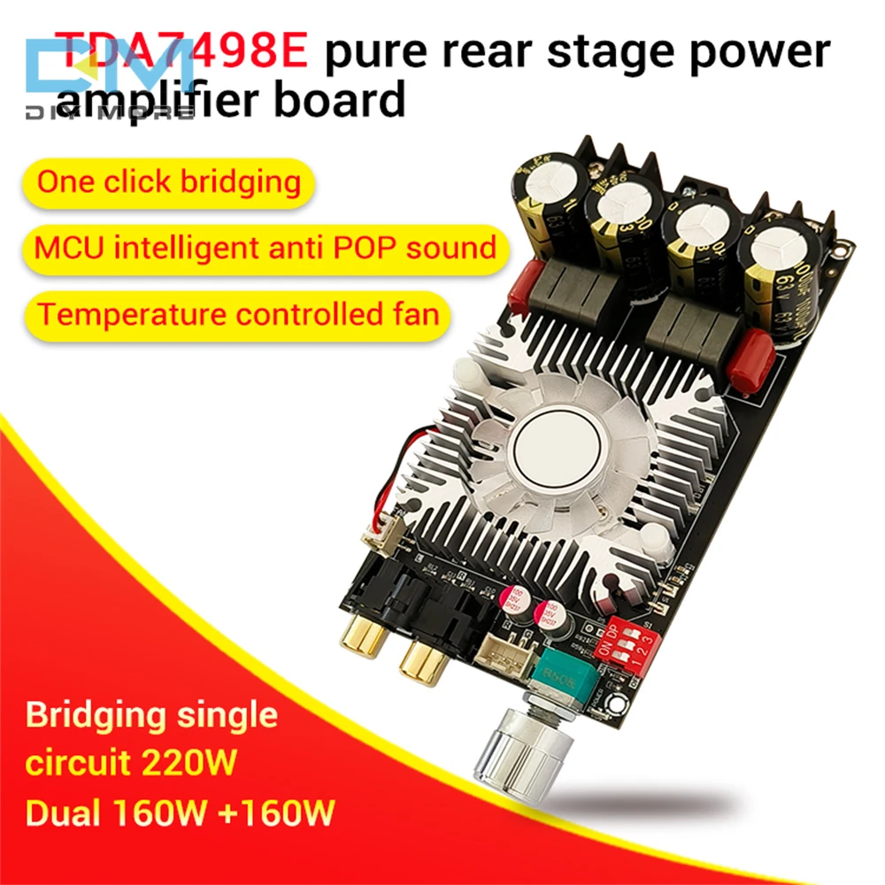 

DC15-35V Pure Rear Stage Amplifier Board 160W Bi-Channel/220W Mono TDA7498E Gold-plated Lotus Seat Automatic Air-cooled