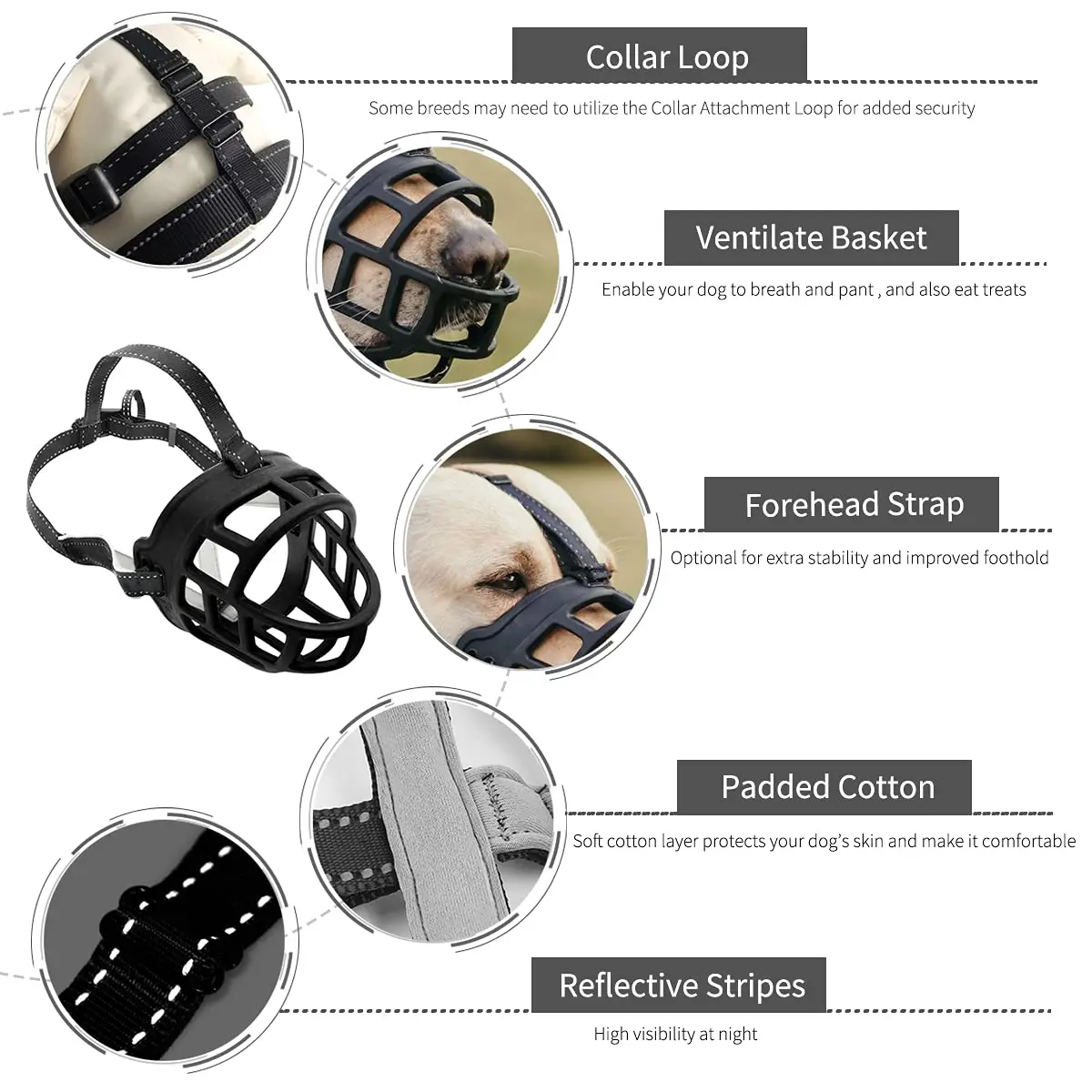 Dog Muzzle Pet Dog Muzzle Breathable Basket Muzzles for Large Dogs Stop Biting Barking Chewing