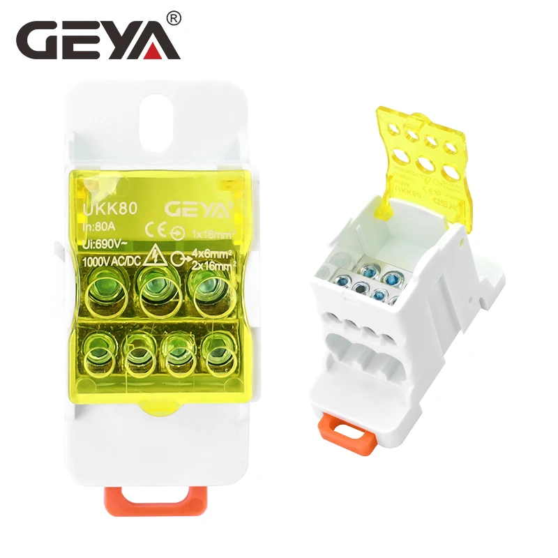 Single Stage Splitter Box GEYA UKK-80A Single-Stage Splitter Box Wire Connector High-Current Household Into A Multi-Outlet Terminal Block