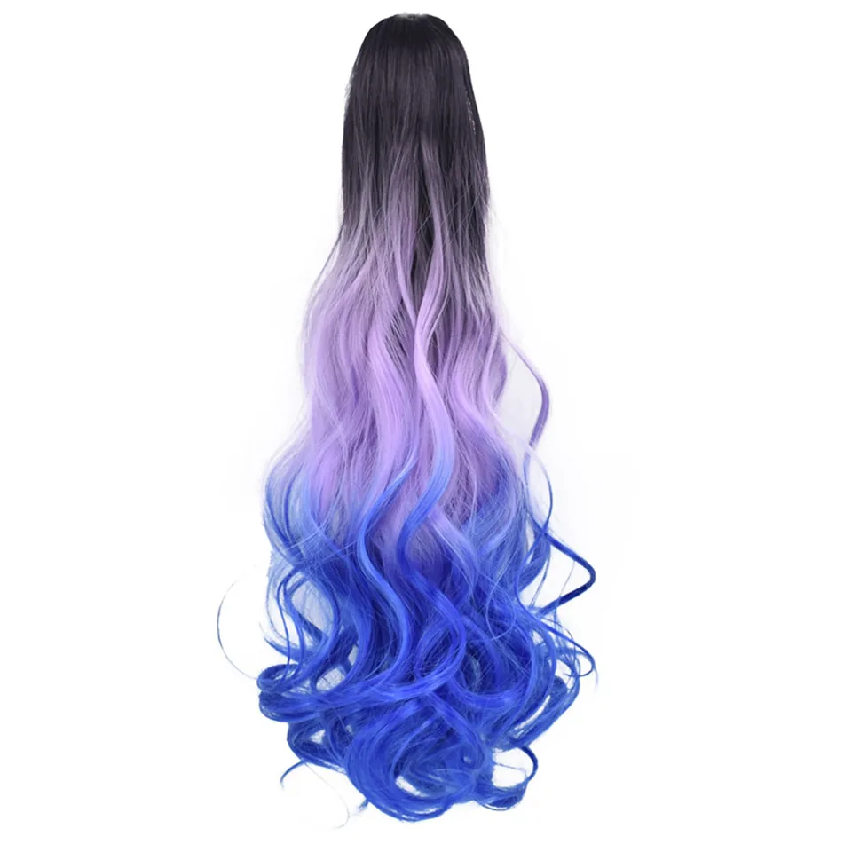 Curly Ombre Pink Synthetic Claw Clip Ponytail Extension