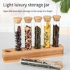 Vertical Multi-functional Sealed Tank Bar Decoration Coffee Bean Display Rack Wooden Frame Bamboo Tray Storage Glass Storage Box 1