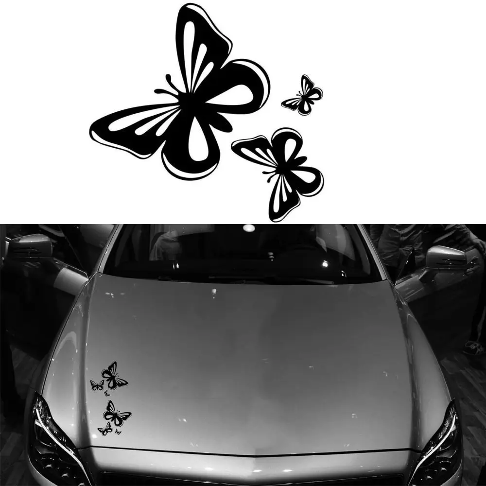 15.2*17CM Beautiful Butterflies Fashion Vinyl Car Stickers Animal Car Styling Decals Black/White