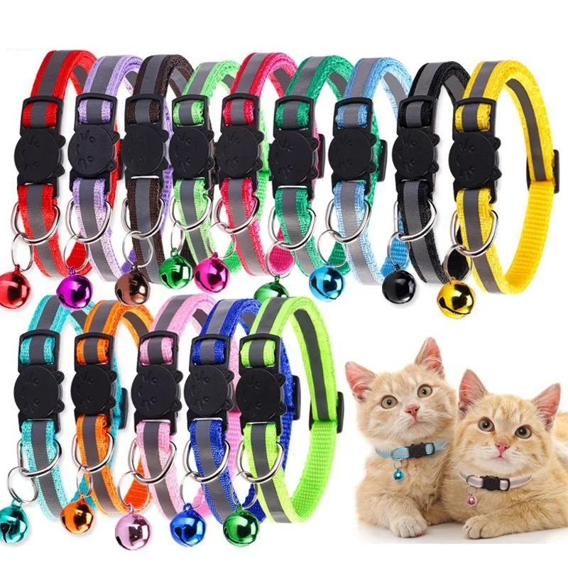 Reflective Adjustable Cats and Small Dogs Collars with Bells Pet Supplies Anti-strangling Cats Necklace Breakaway Cat Collar Reflective Adjustable Cats and Small Dogs Collars with Bells Pet Supplies Anti-strangling Cats Necklace Breakaway Cat Collar