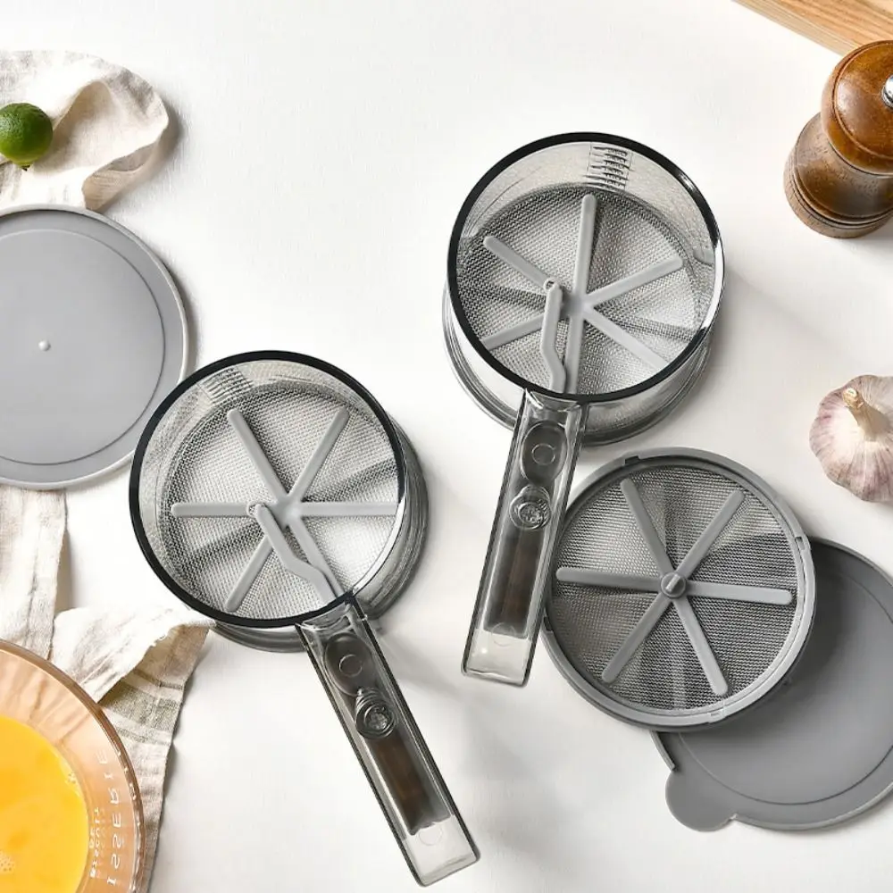 Baking Tool Handheld Semi-automatic Flour Sieve Manual with Scale Icing Strainer Plastic Long Handle Flour Filter Cake