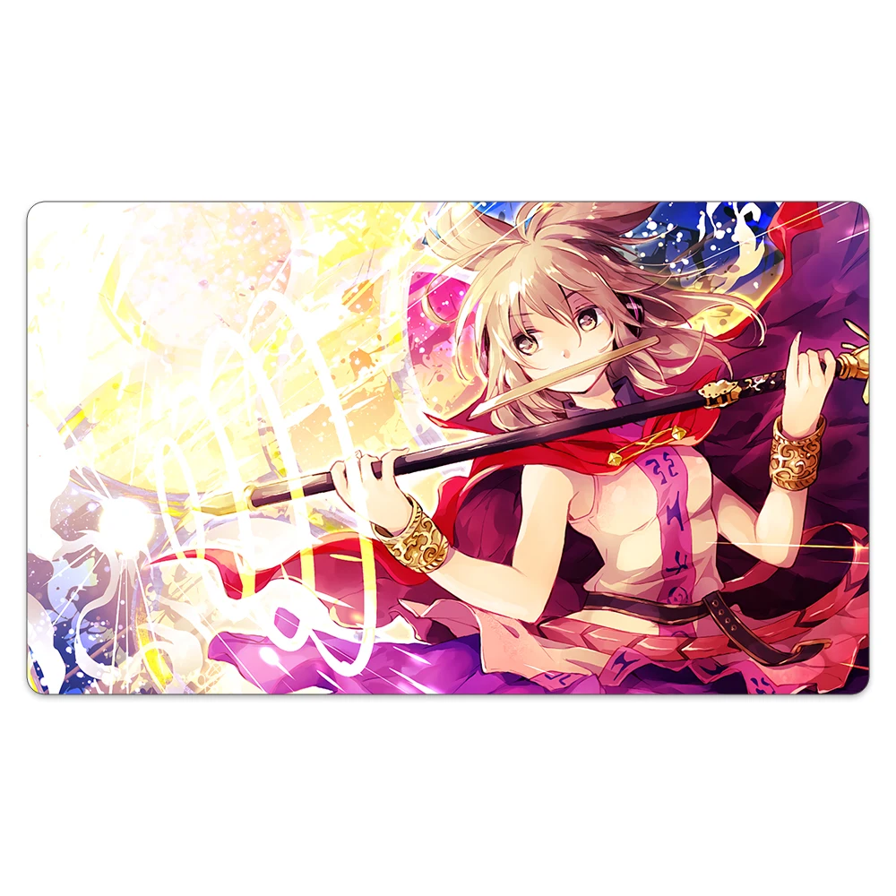 

Project Cute Girl Playmat Anti-Slip Noise Reduction Natural Rubber Base Compatible for Trading Card Game+Drawstring Portable Bag