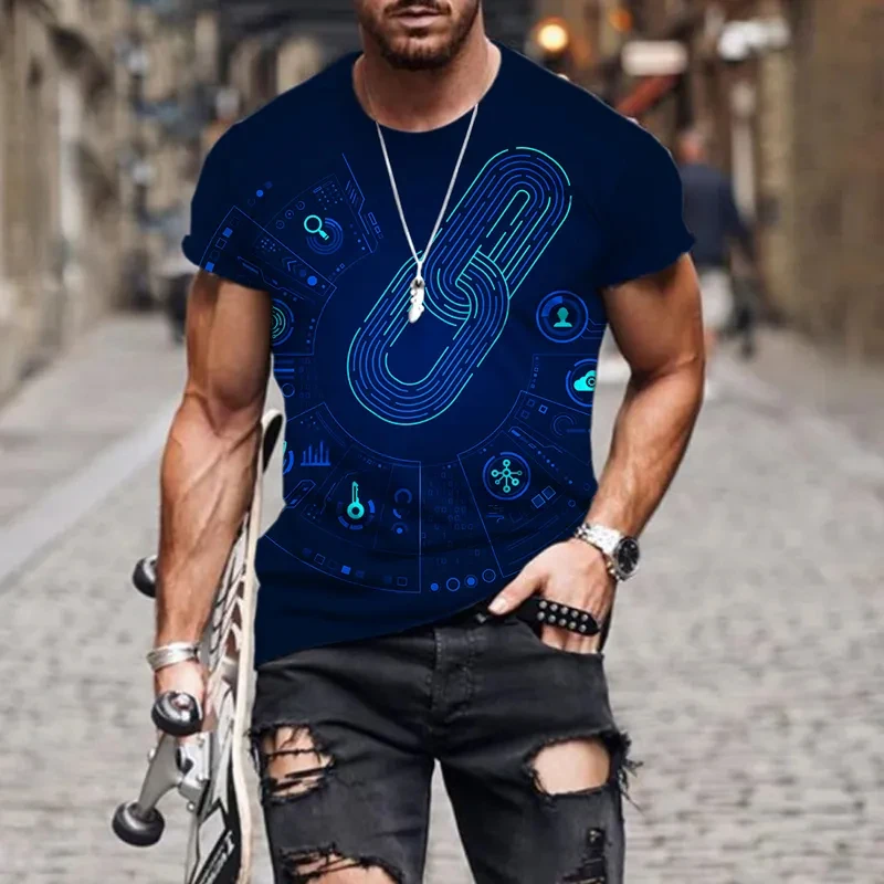 

Men's 2023AL Illustrated 3D Printed Pattern T-shirt Summer Casual Short Sleeve Round Neck Funny Top T-shirt Clothing
