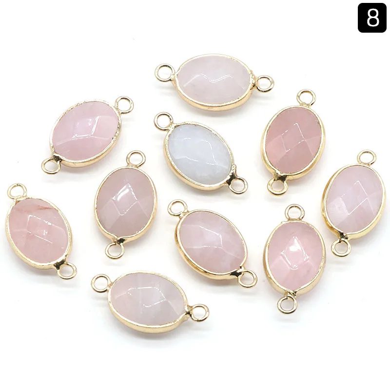 Faceted Gemse Natural Stone Charms Chakra Reiki Healing  Rose Crystal Aventurine Pendants For DIY Bracelet  Necklace Jewelry ACC