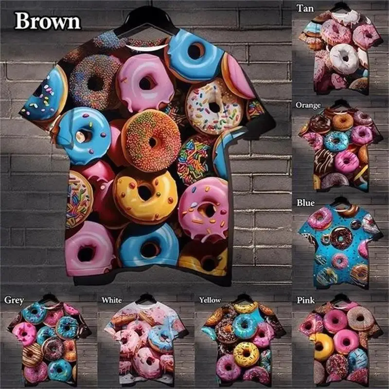 

Футболка мужская с 3D-принтом пончика и маффина, модная уличная одежда в стиле Харадзюку, смешные топы для детей