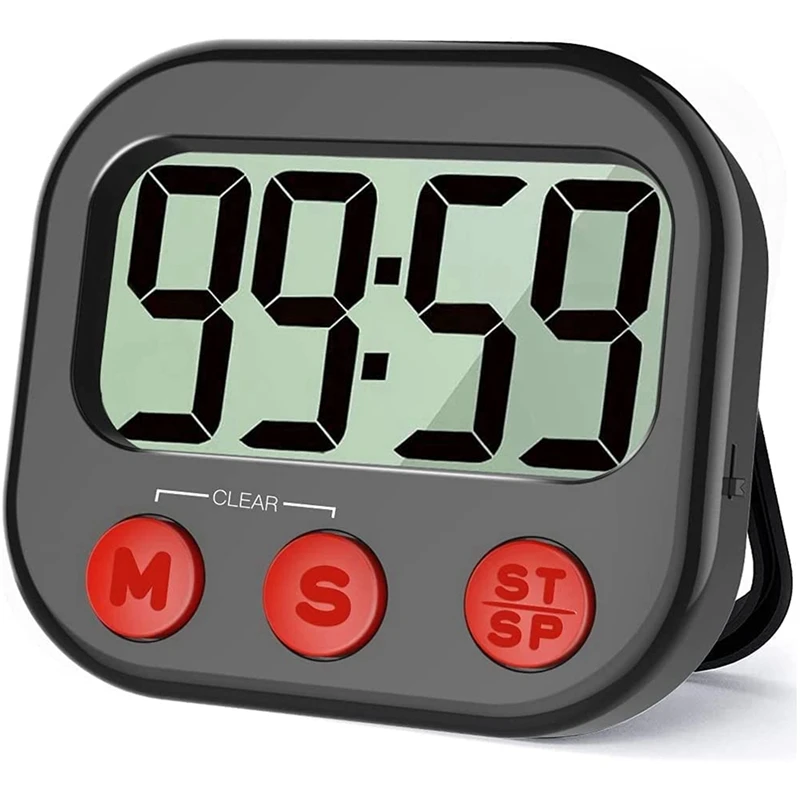 

2X Kitchen Timer, Digital Visual Timer Magnetic Clock Stopwatch Countdown Timer, Large LCD Screen Display For Cooking