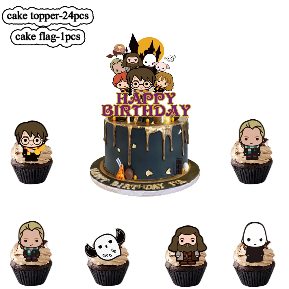 Description Picture 4 of itemNew College Cake Toppers Magical Hat Birthday Cake Decorations Boys CupCake Topppers Ornaments For Kid Baby Shower Supplies Gift