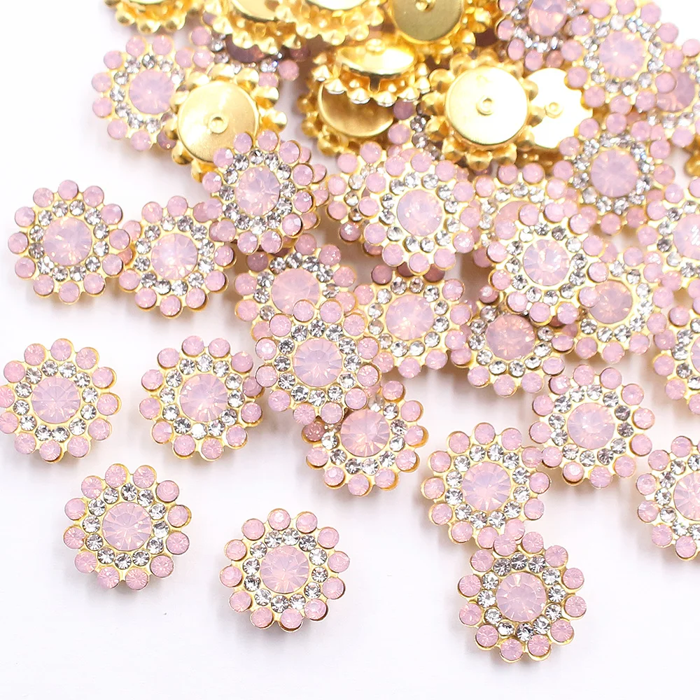 14mm Flower Claw Rhinestones Glitter Crystals Pearl Stones Beads