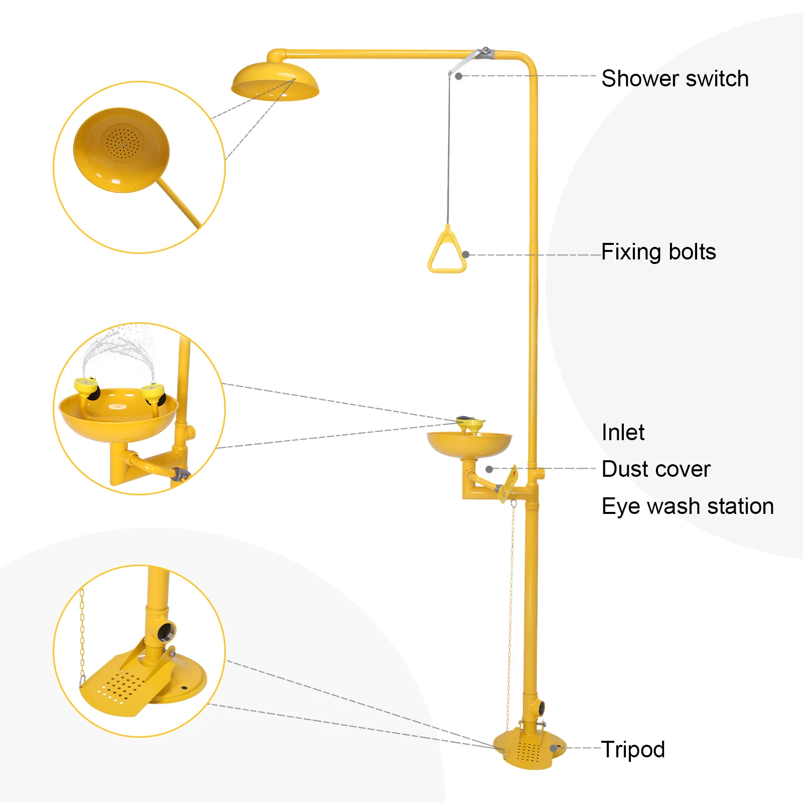 Stainless Steel Emergency Shower Eye Wash Station