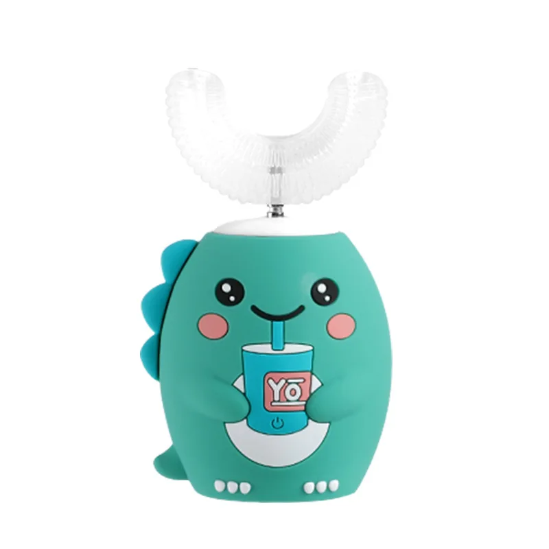 thumbnail image 1 of Cepillo de dientes eléctrico con forma de U de 360 grados con dibujos animados para niños, cargador USB, cepillos de dientes sónicos de silicona automáticos, luz azul, 1 of 5
