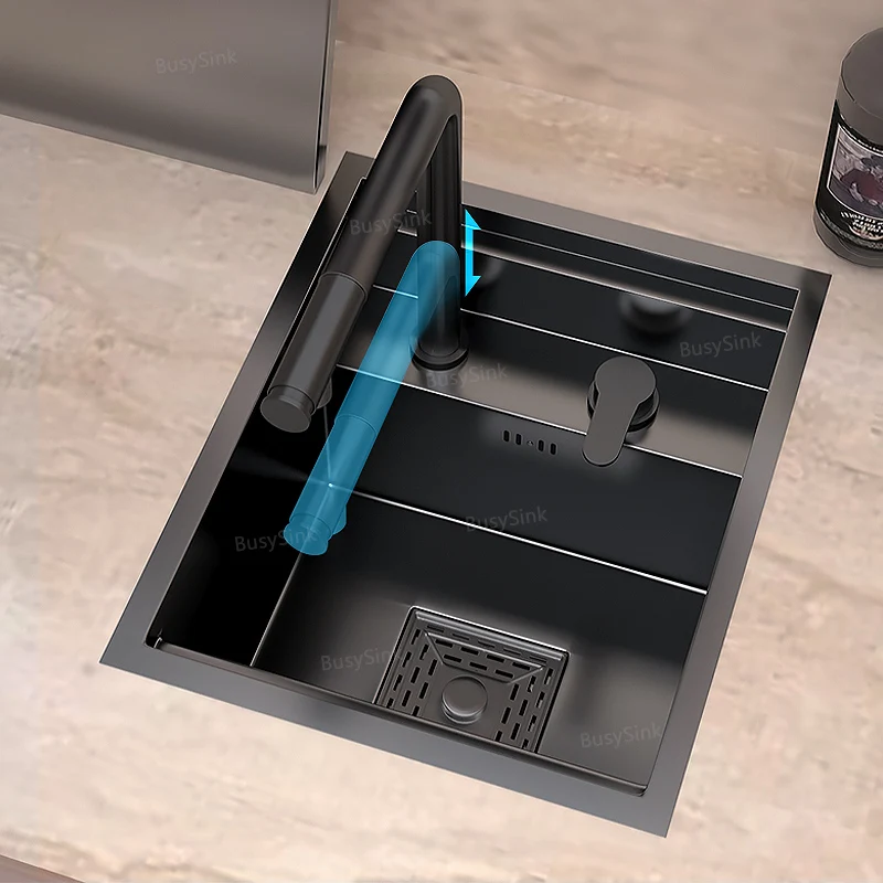 Small Hidden Bar Stainless Steel Kitchen Sink,Apartment Single Slot Touring Car Multi-functional Wash Basin With Cover Plat,kitchen sink